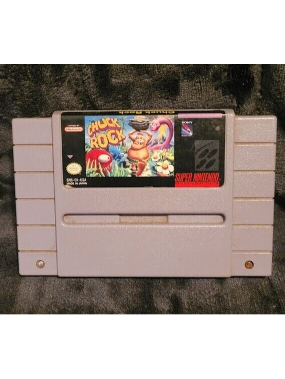 Chuck Rock SNES Game Cartridge Authentic Nintendo Super NES Sony Imagesoft